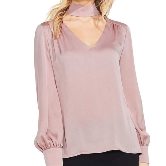 SOLD Vince Camuto Choker Top Satin Mock Neck, S - Picture 1 of 8